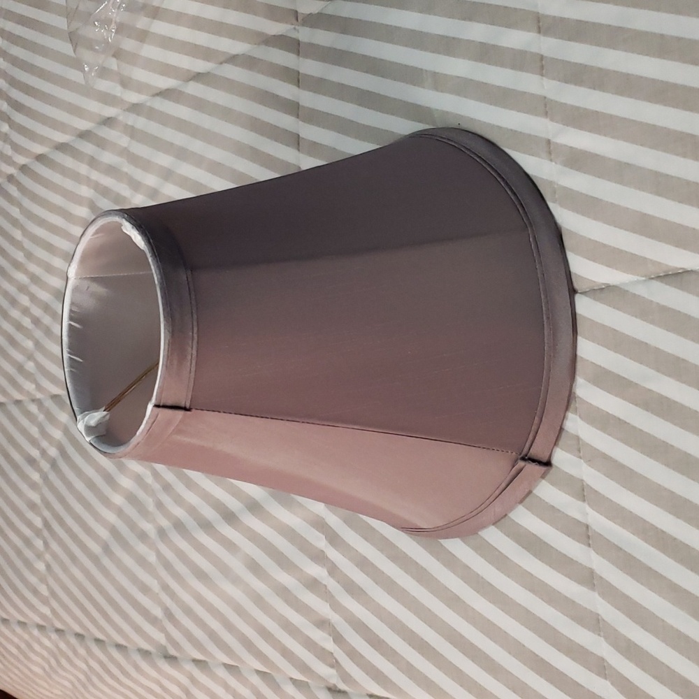 Lamp shade - grey/silver satin, over the bulb